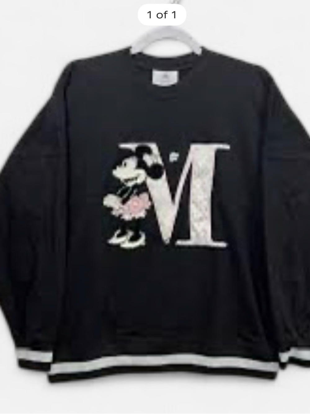 Disney Black Sweatshirt with Pink Embroidered Script Detail